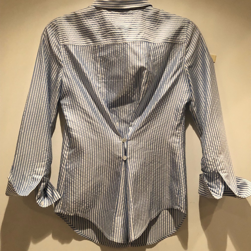 Elizabeth &James. Blue and white pinstriped blouse